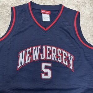 Reebok New Jersey Basketball‎ Dress Jersey Sleeveless Navy Red Trim M